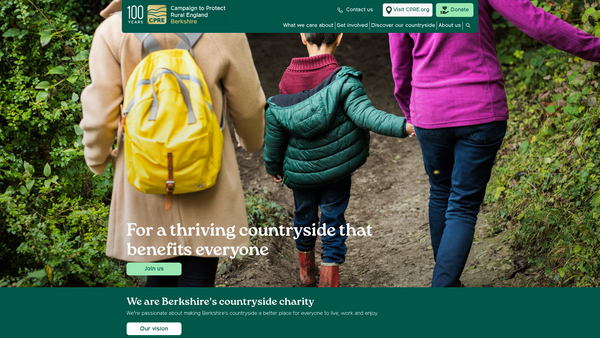 Screenshot of the The Campaign To Protect Rural England, Berkshire Branch website