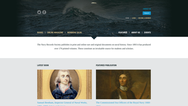 Screenshot of the The Navy Records Society website