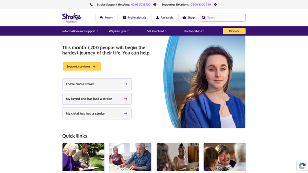 Screenshot of the Stroke Association website