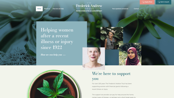 Screenshot of the Frederick Andrew Trust website