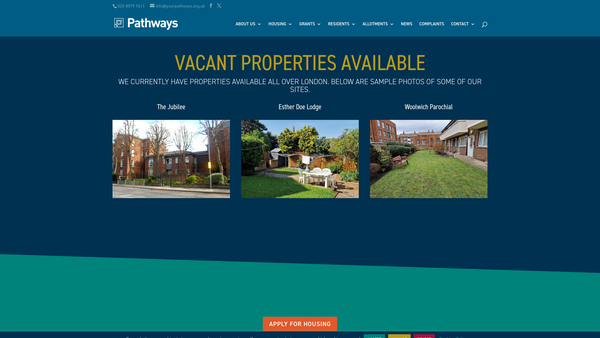 Screenshot of the Housing Pathways Trust website