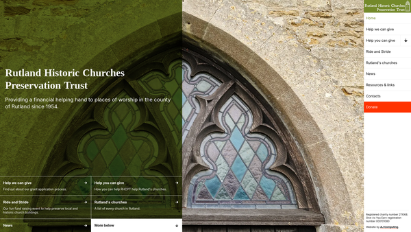 Screenshot of the Rutland Historic Churches Preservation Trust website