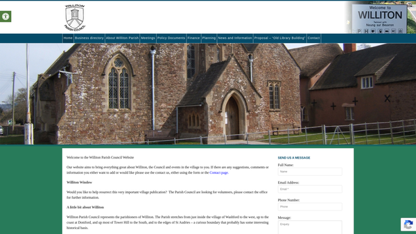Screenshot of the The Williton War Memorial Recreation Ground website