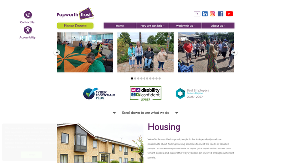 Screenshot of the The Papworth Trust website