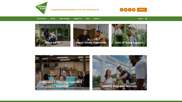 Screenshot of the Enham Trust website