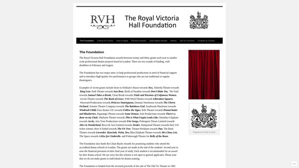 Screenshot of the Royal Victoria Hall Foundation website