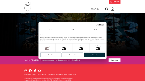 Screenshot of the The English National Opera Benevolent Fund website