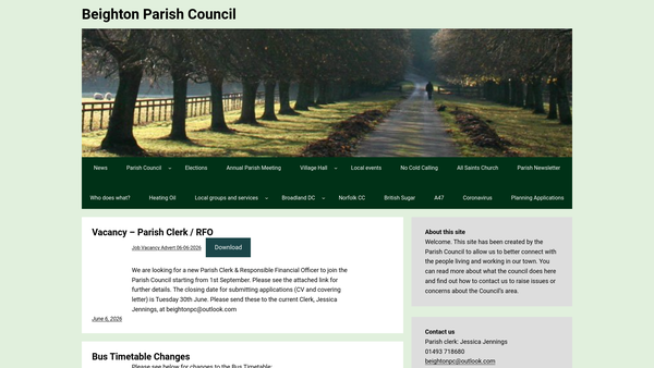 Screenshot of the Beighton And Moulton Poor's Allotments website