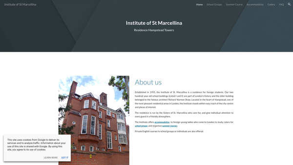 Screenshot of the Institute Of The Sisters Of St Marcellina website