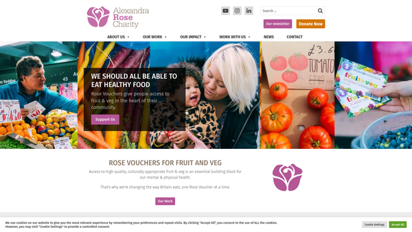 Screenshot of the Alexandra Rose Charity website