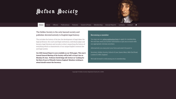 Screenshot of the Selden Society website