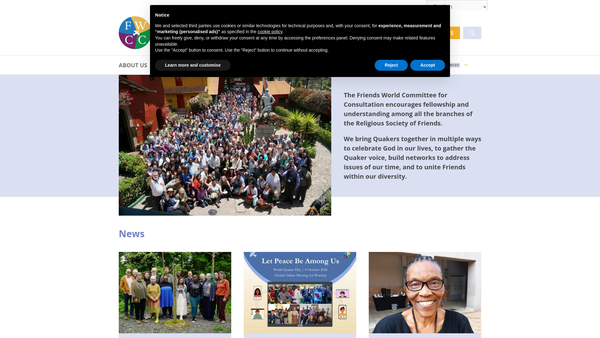Screenshot of the Friends World Committee For Consultation website
