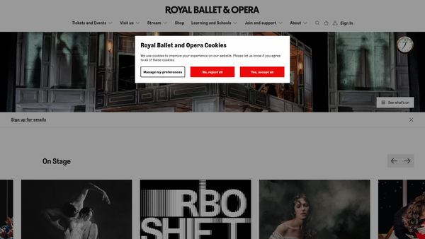 Screenshot of the Royal Opera House Covent Garden Foundation website