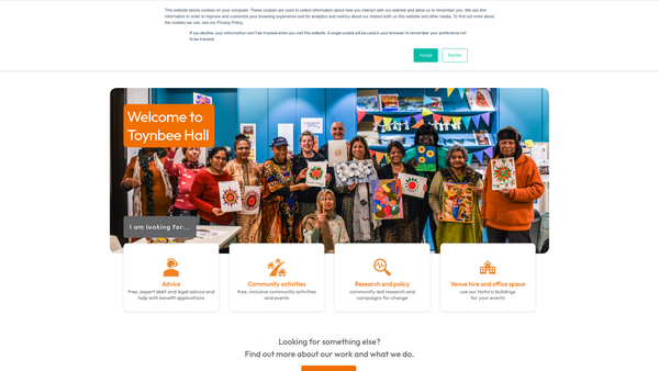 Screenshot of the Toynbee Hall website