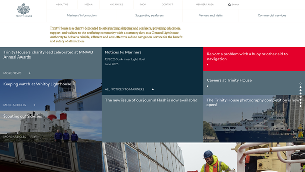 Screenshot of the The Corporation Of Trinity House Of Deptford Strond website
