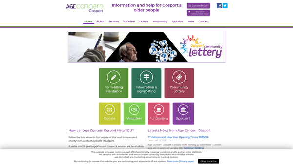 Screenshot of the Age Concern (Gosport) (Formerly Gosport Old People's Welfare Association) website