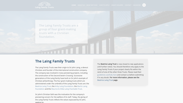 Screenshot of the The Beatrice Laing Trust website