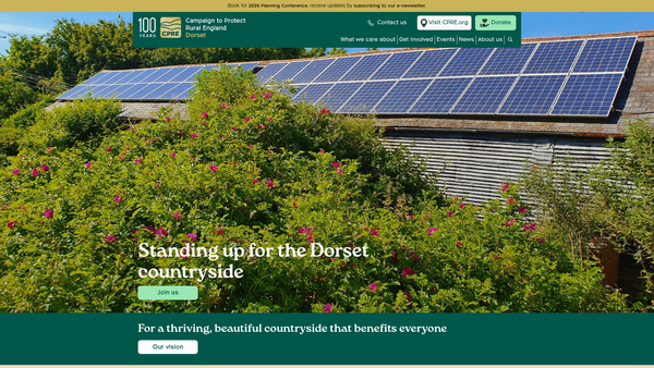 Screenshot of the Campaign To Protect Rural England - Dorset Branch website