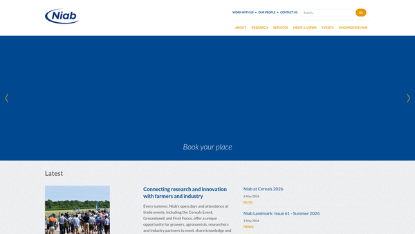 Screenshot of the The Arable Group Limited website