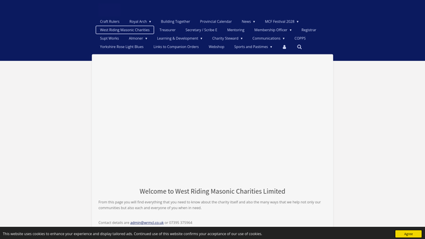 Screenshot of the West Riding Masonic Charities Limited website