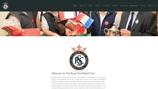 Screenshot of the The Royal Smithfield Club website
