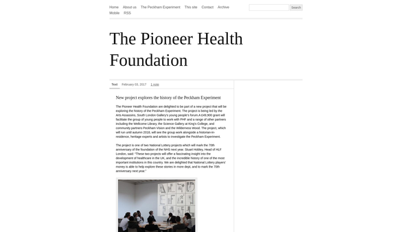 Screenshot of the The Pioneer Health Centre Ltd website