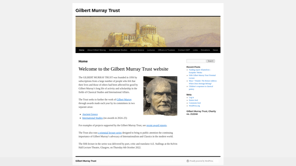 Screenshot of the Gilbert Murray Trust website