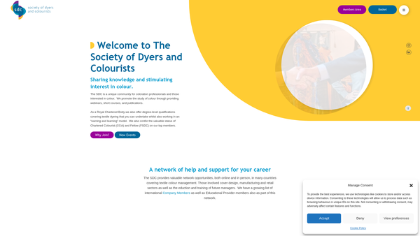 Screenshot of the The Society Of Dyers And Colourists website