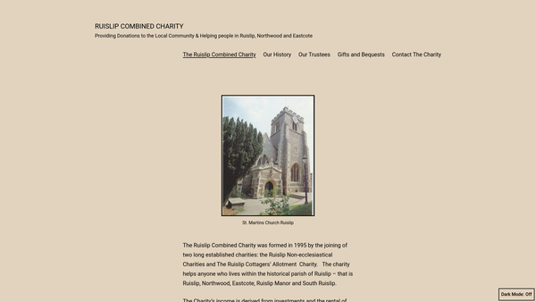 Screenshot of the Ruislip Combined Charity website