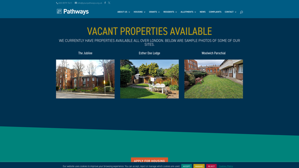 Screenshot of the King George V Memorial Houses website