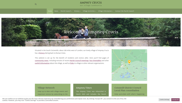 Screenshot of the Ampney Crucis Parish Hall website