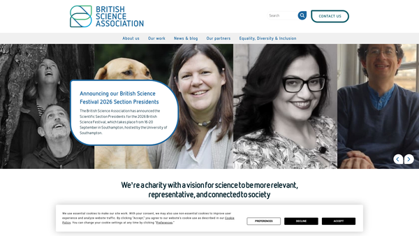 Screenshot of the British Association For The Advancement Of Science website