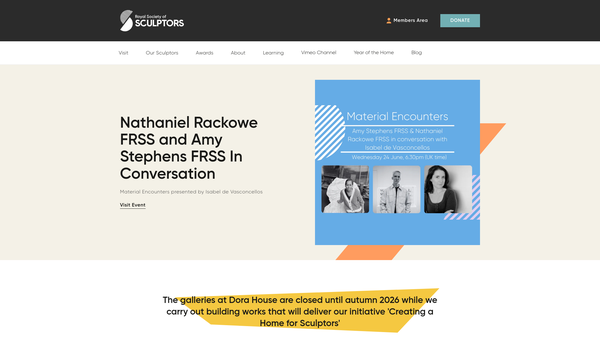 Screenshot of the Royal Society Of Sculptors website