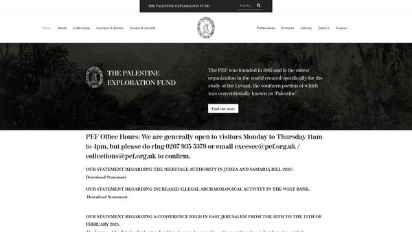 Screenshot of the The Palestine Exploration Fund website