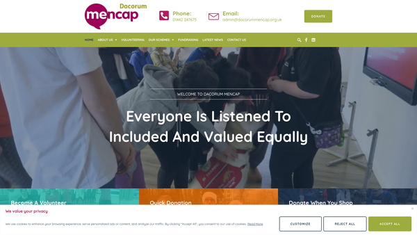 Screenshot of the Dacorum Mencap website