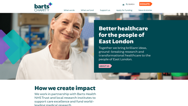 Screenshot of the Barts Charity website