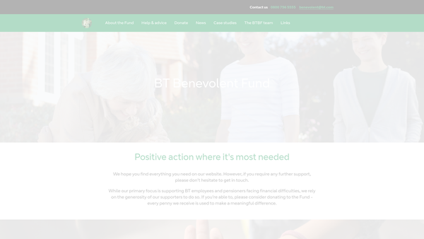 Screenshot of the Bt Benevolent Fund website
