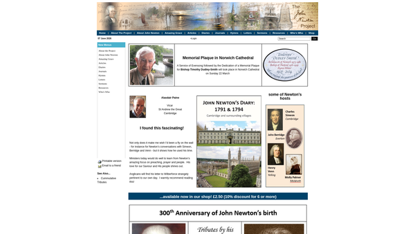 Screenshot of the The John Newton Project website
