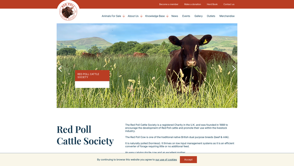 Screenshot of the The Red Poll Cattle Society website