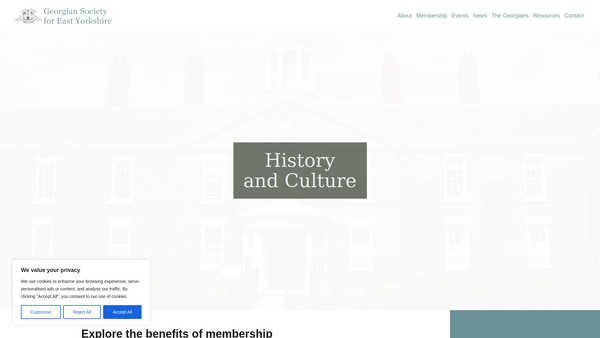 Screenshot of the Georgian Society For East Yorkshire website