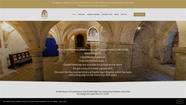 Screenshot of the Eastbridge Hospital (Or St Thomas) website