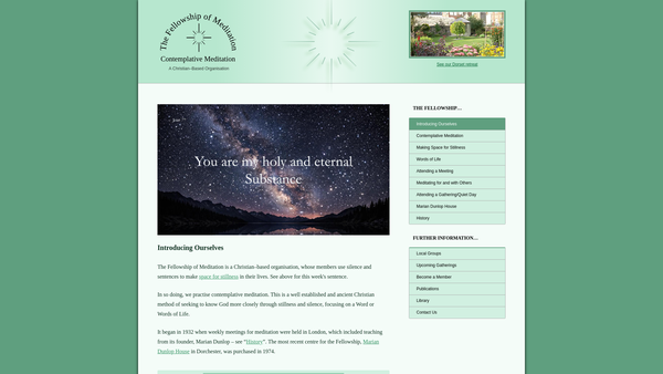 Screenshot of the The Fellowship Of Meditation website
