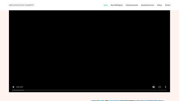 Screenshot of the Millington's Charity website