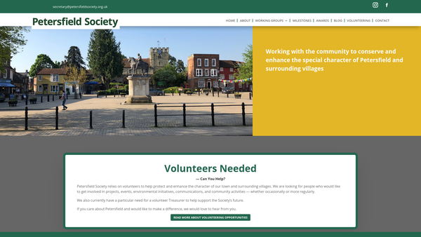 Screenshot of the Petersfield Society website