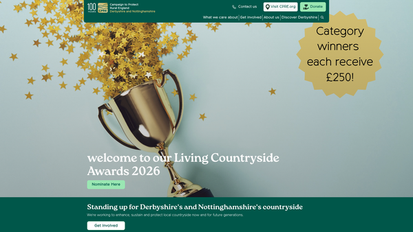 Screenshot of the The Campaign To Protect Rural England - Nottinghamshire website