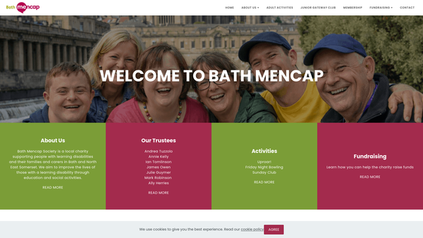 Screenshot of the Bath Mencap Society website