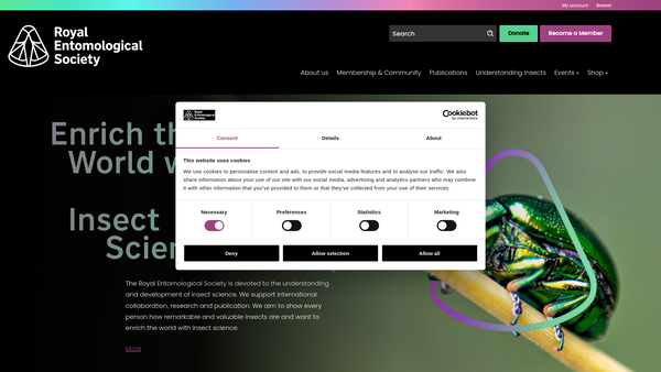 Screenshot of the Royal Entomological Society Of London website