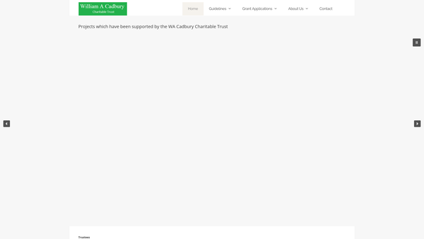 Screenshot of the William Adlington Cadbury Charitable Trust website