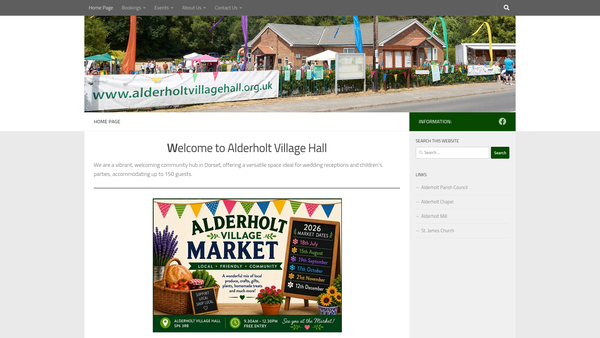 Screenshot of the Alderholt Village Hall website