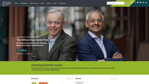 Screenshot of the Cambridge Philosophical Society website